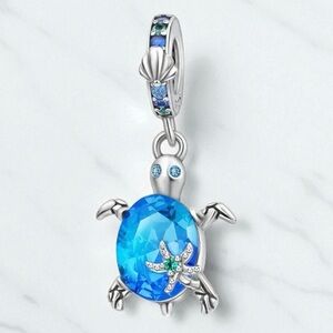 Blue Crystal Turtle Charm Pendant - Women Jewelry